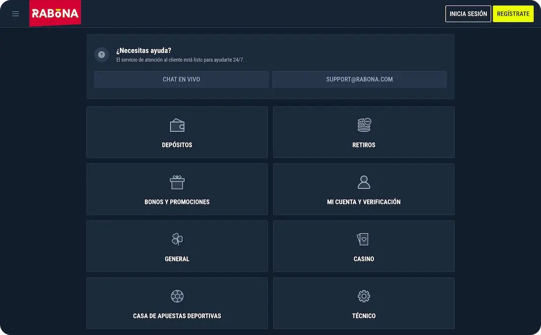 soporte del casino rabona